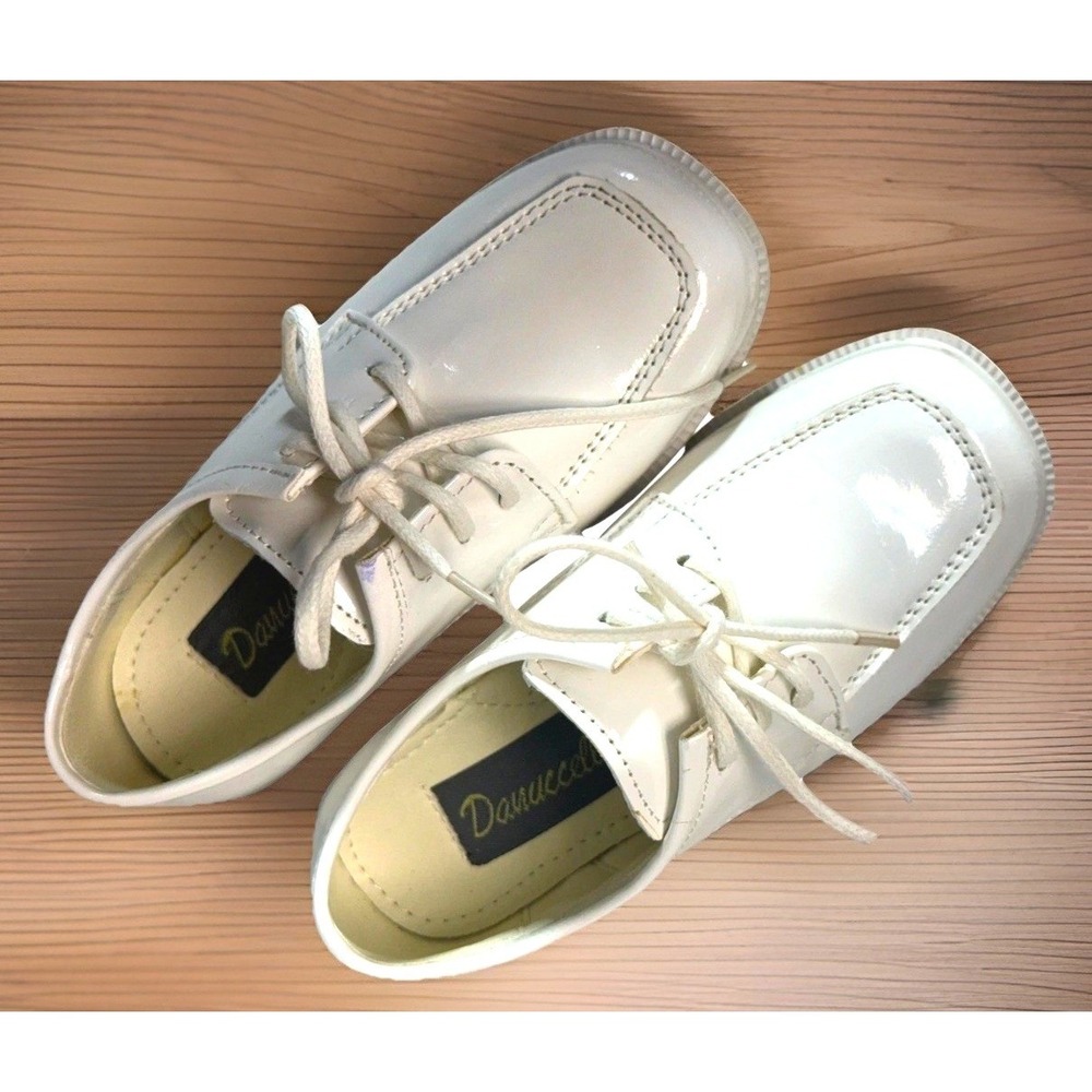 Kids White Patent Leather Oxfords Lace Up Formal Dress‎ Shoes Block Heel White